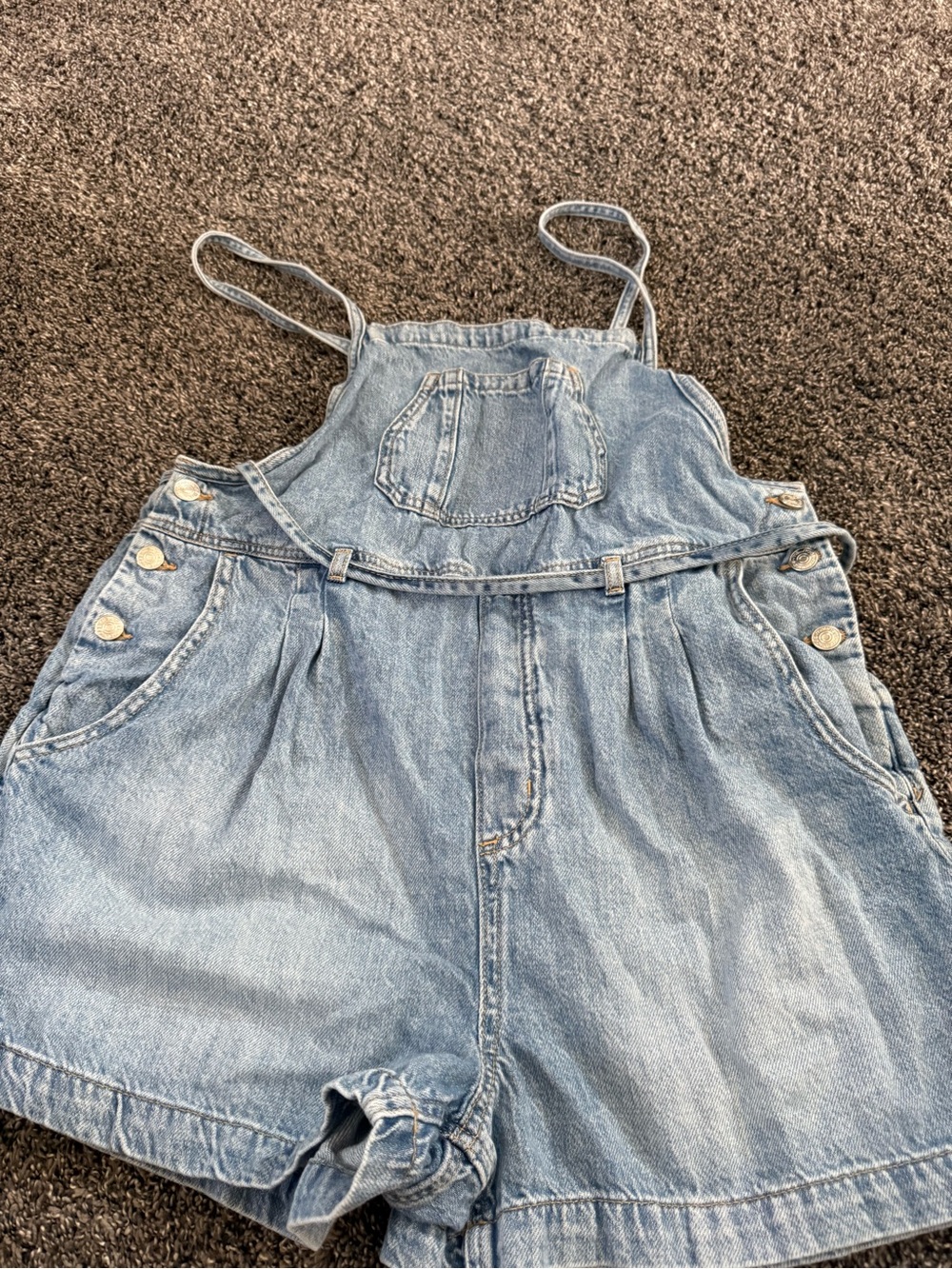 Maurices Light Blue Denim Short Overalls
